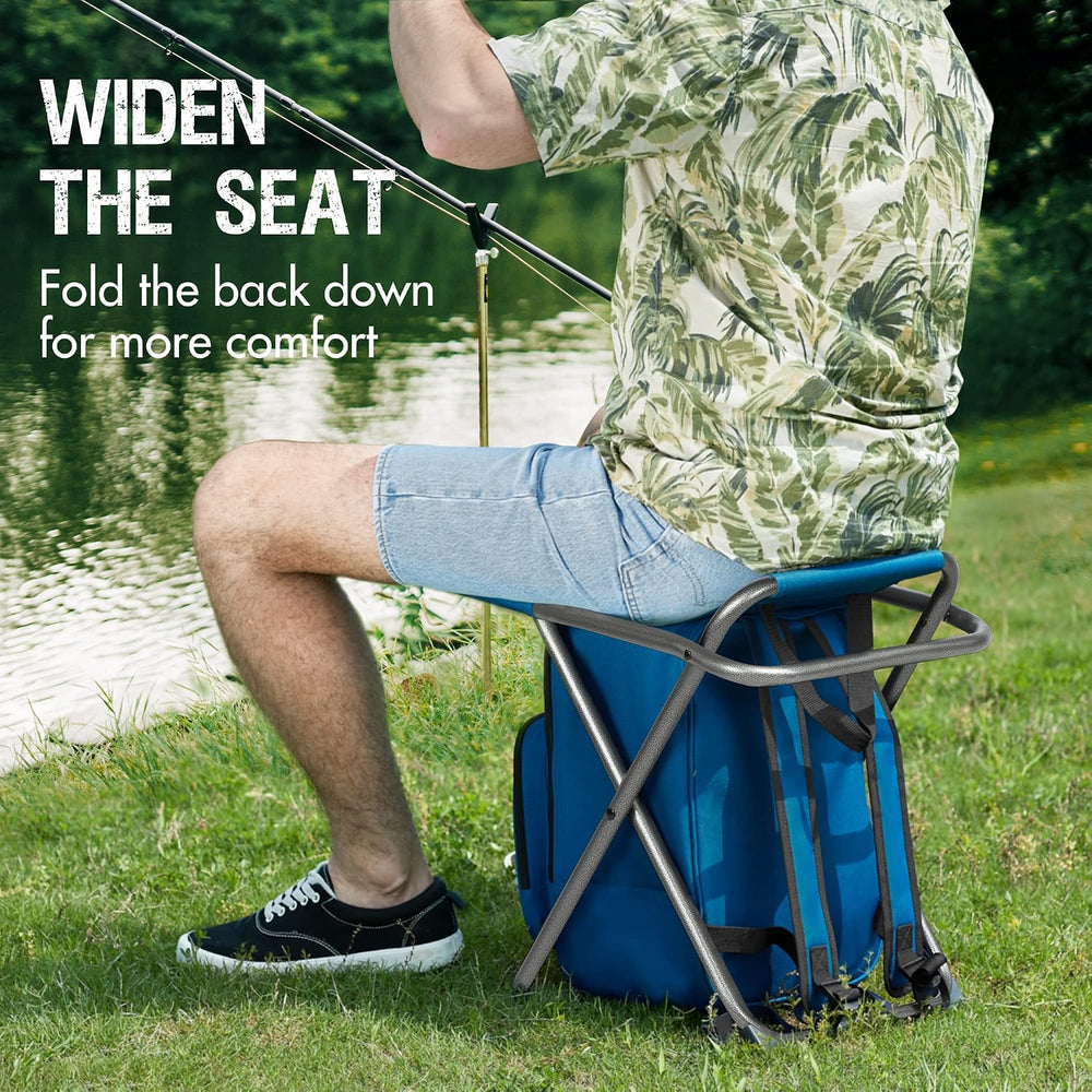Portal Backpack Cooler Chair with Backrest, Portable Folding Stool