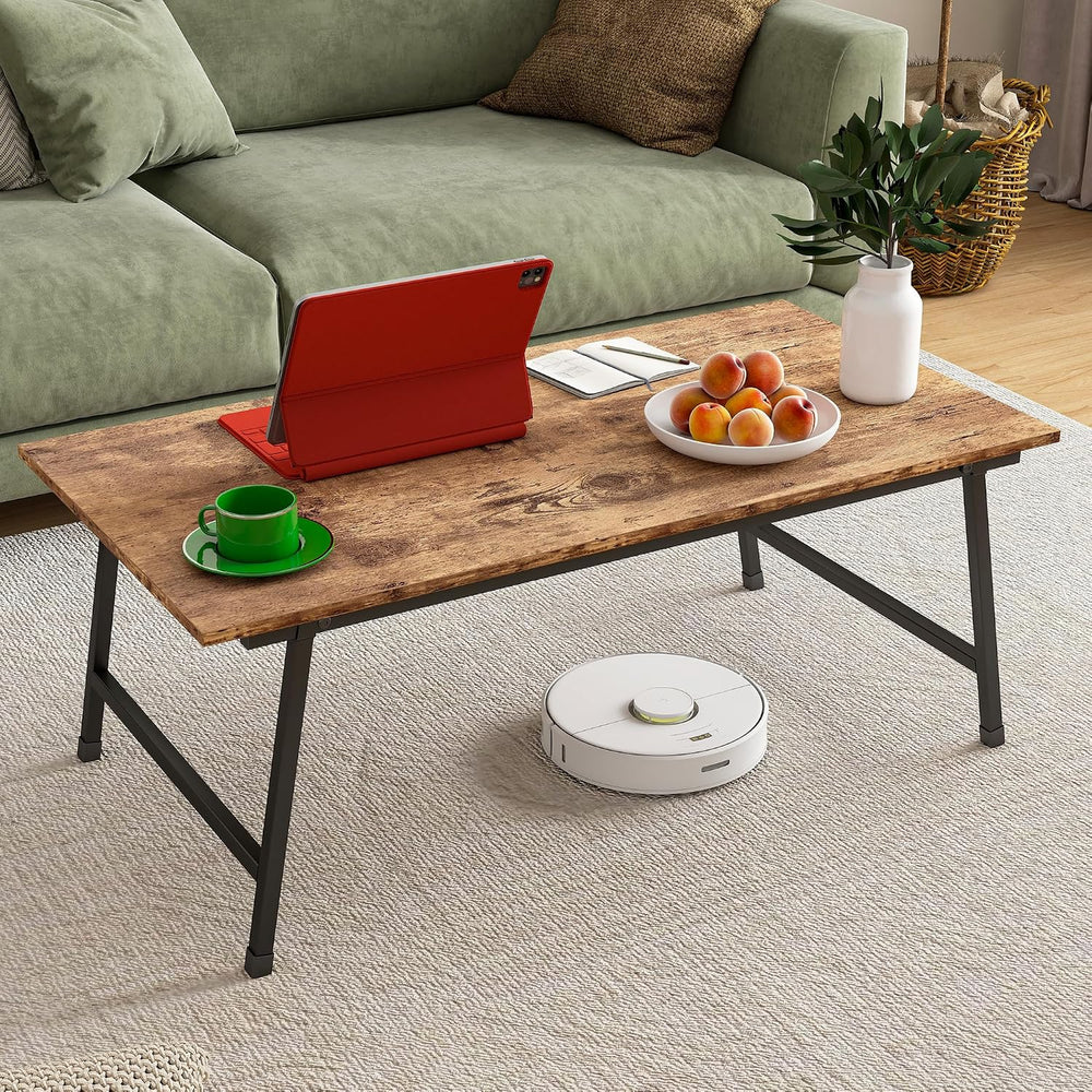 Black Coffee Table Foldable,Simple Modern Rectangular Center Table, Industria...