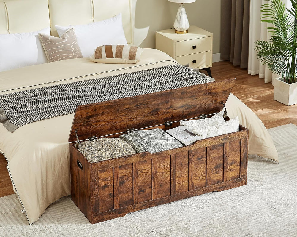 VANKILEY 51.2" Storage Chest Extra Large,Wooden Storage Bench(Rustic Brown)