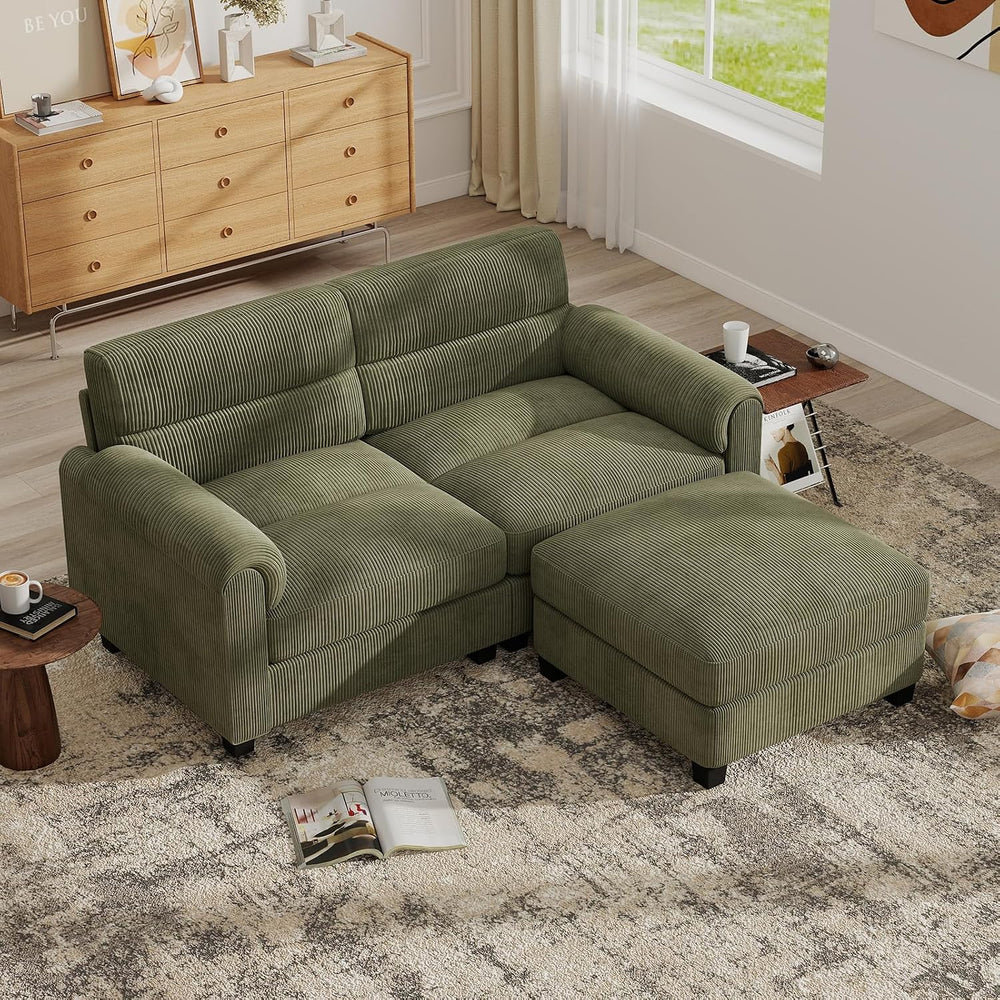 Bonzy Home Couch Sets for Living Room, Corduroy, Green