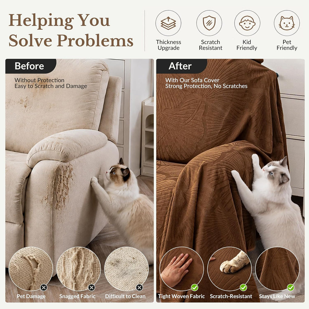 Waterproof Armchair Couch Cover for Pet,71"x91",Coffee Brown