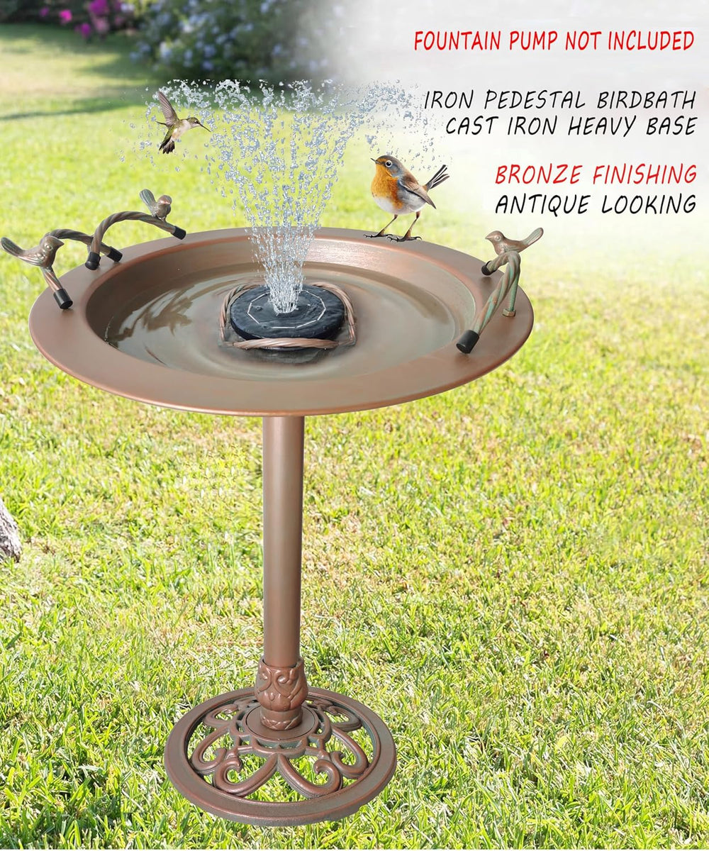 BSTGIFTS Metal Bird Bath - Iron Birdbath 28.5" H, Bird Bath for Water Fo...