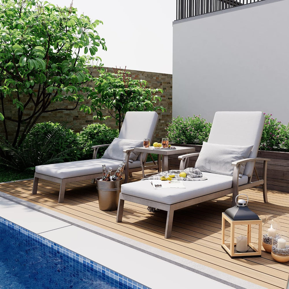 HAPPATIO Aluminum Patio Chaise Lounge Set 3 Pieces, Aluminum Patio Lounge Cha...