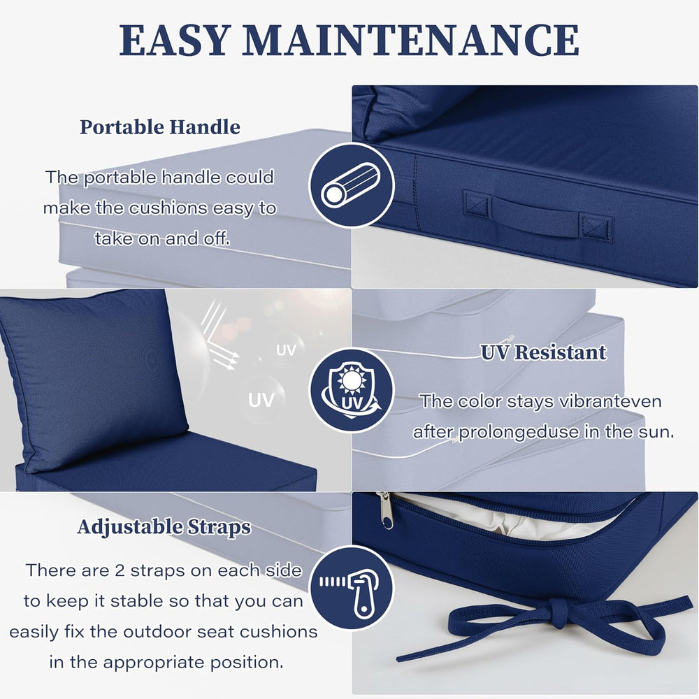 Outdoor Seat Cushions 22×24, Waterproof, for Patio Sofa Chairs, Blue