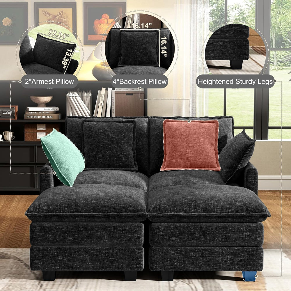 Hanherry 58" Cloud Couch Sectional Modular Sofa, Deep Seat Couches with ...