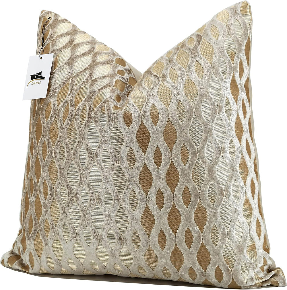 22x22 Beige Pillow Covers, Gold Cushion Throw Velvet Covers ,Velvet Beige Gol...