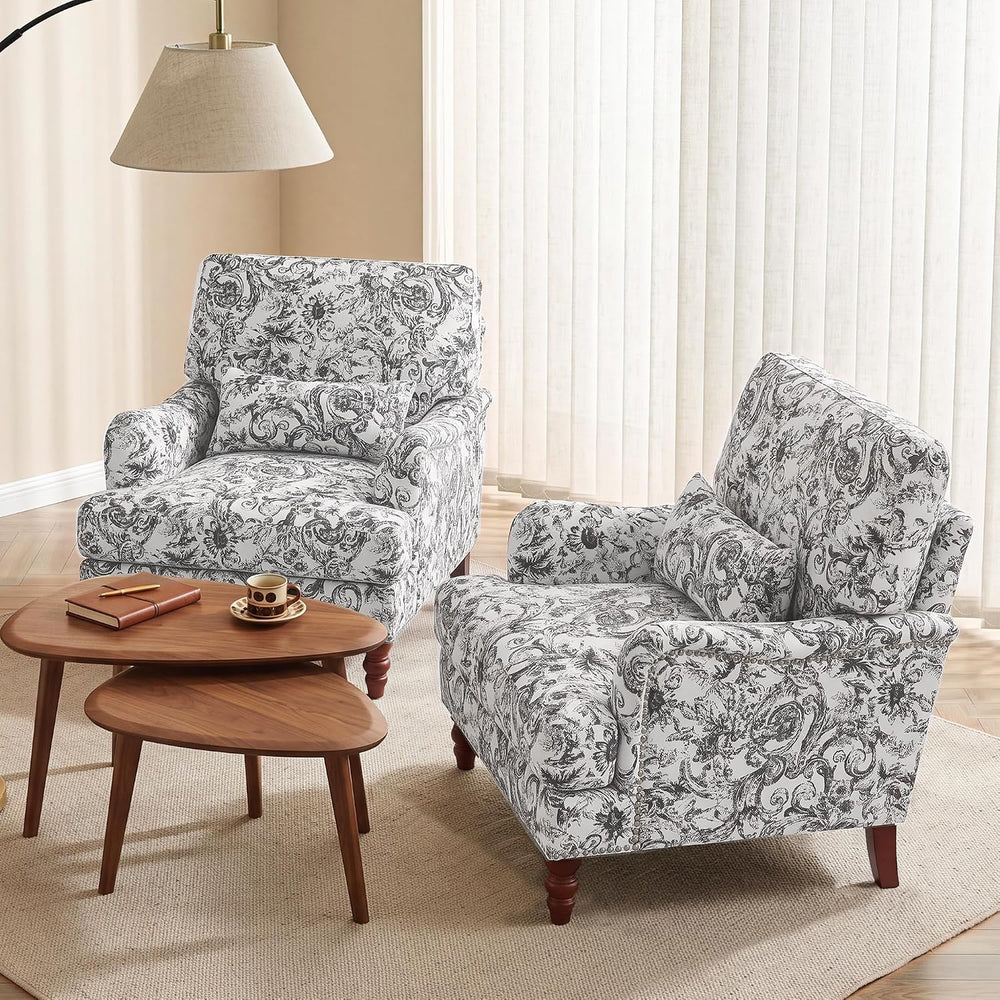 Floral Accent Chair, Chenille Upholstered Armchair, Rococo Black