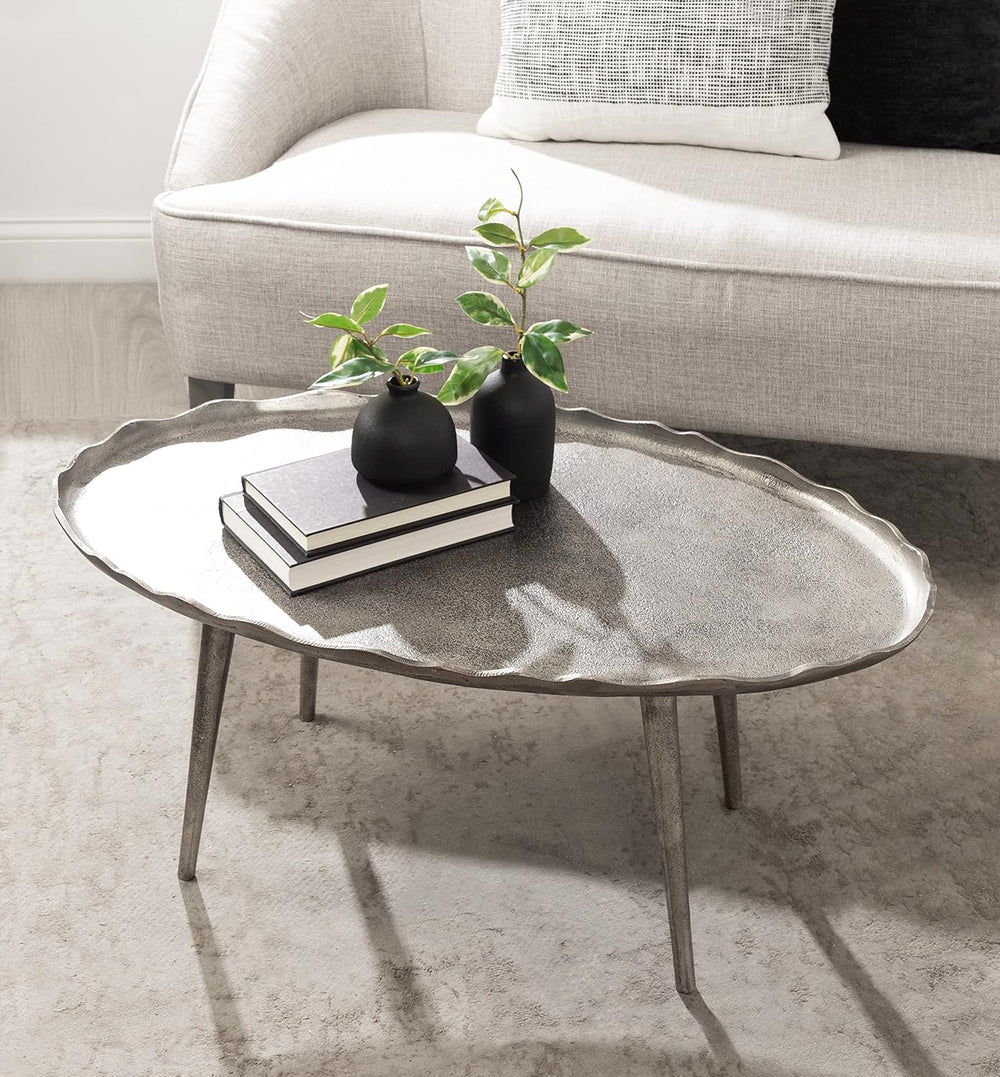 Kate and Laurel Alessia Modern Glam Oval Coffee Table; 34 x 20 x 15; Silver; ...