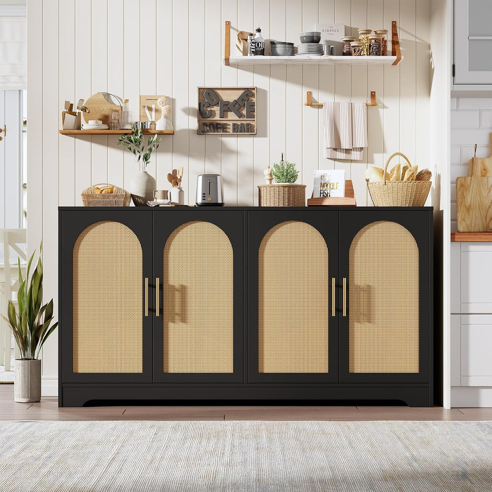 59"W Sideboard Buffet Cabinet, Entryway Cabinet, Coffee Bar Cabinet, Black