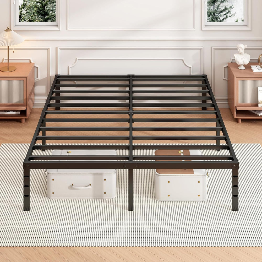 Hafenpo 18 Inch Queen Bed Frame, Under Bed Storage, Black