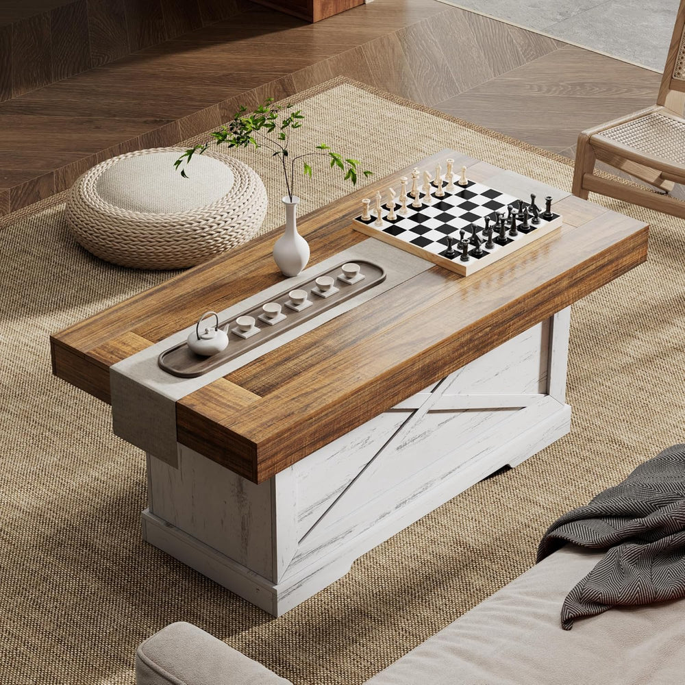 Lareth 39 in Rustic Coffee Table for Living Room with X-Design, Rectangle