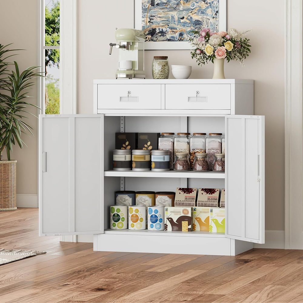 BESFUR Metal Storage Cabinet, Garage Storage Cabinet with 2 Drawers and Adjus...
