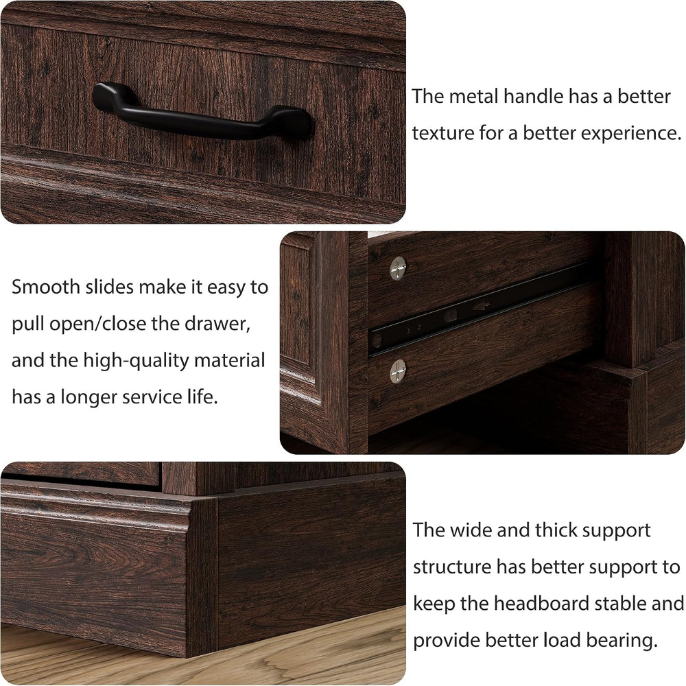 Tradare 3 Pcs Farmhouse Dresser and Nightstand Sets for Bedroom, 7 Drawer Dre...