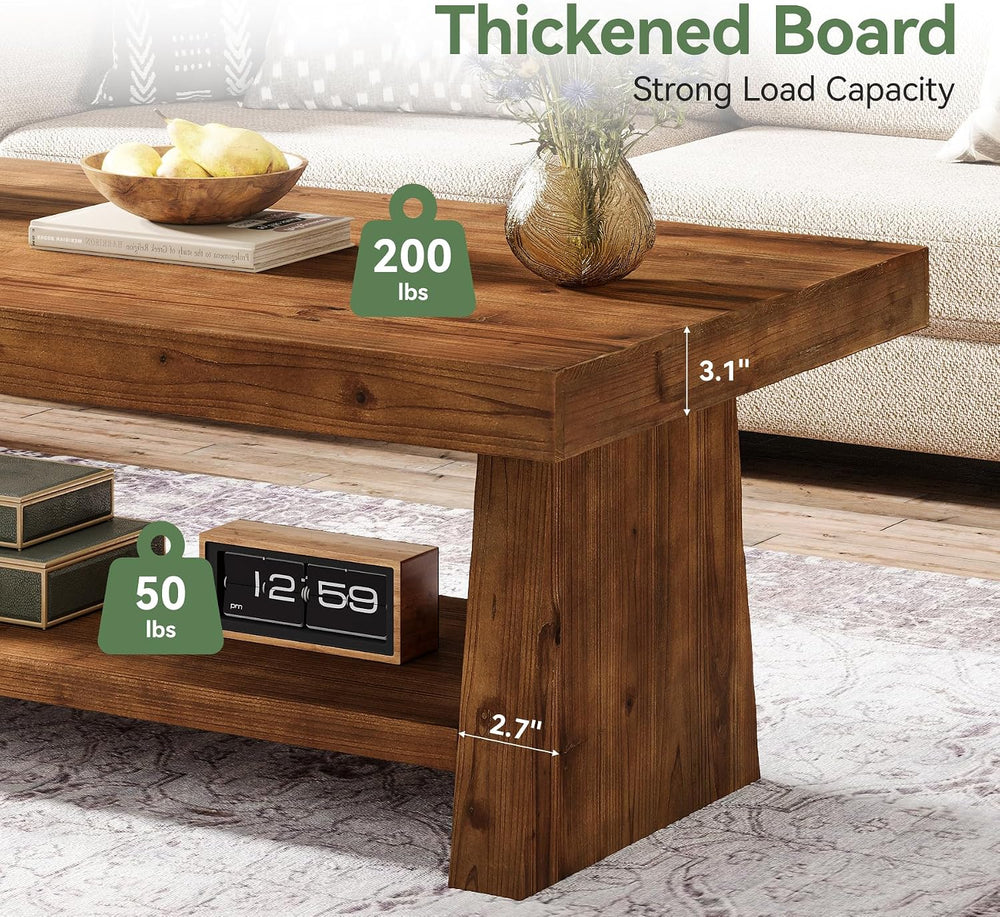 47" Farmhouse Solid Wood Coffee Table for Living Room