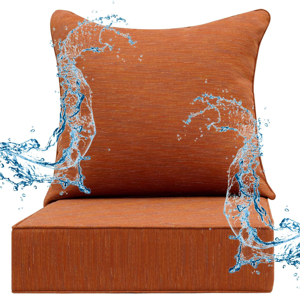 Deep Seat Patio Cushions Set 24 x 22 Inch, Olefin Fabric, Patio Furniture Cus...