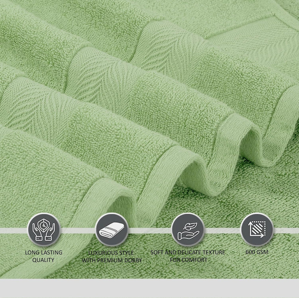 Oakias Premium Towel Set 600 GSM 8 Piece Green - 100% Ring Spun Cotton Highly...