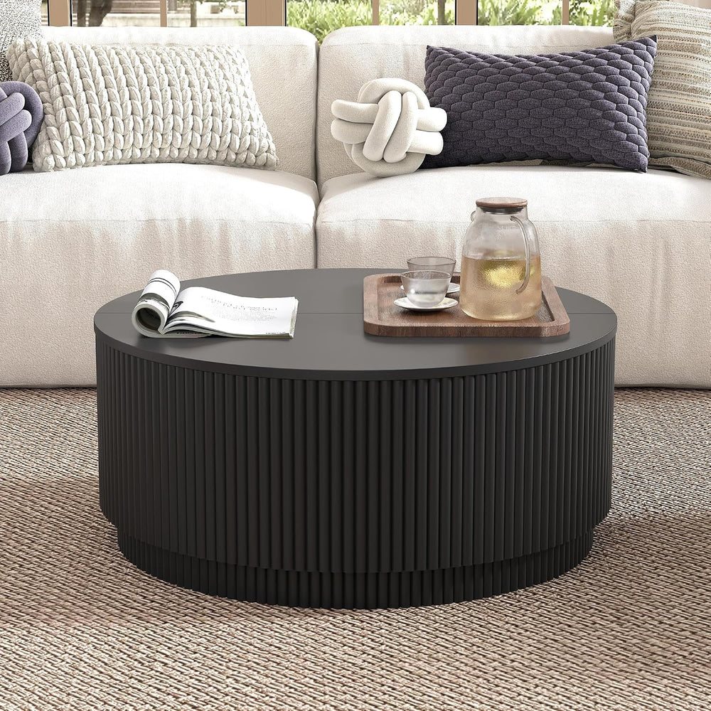 31.5" Round Coffee Table with Storage, Modern Accent Coffee Tables with ...