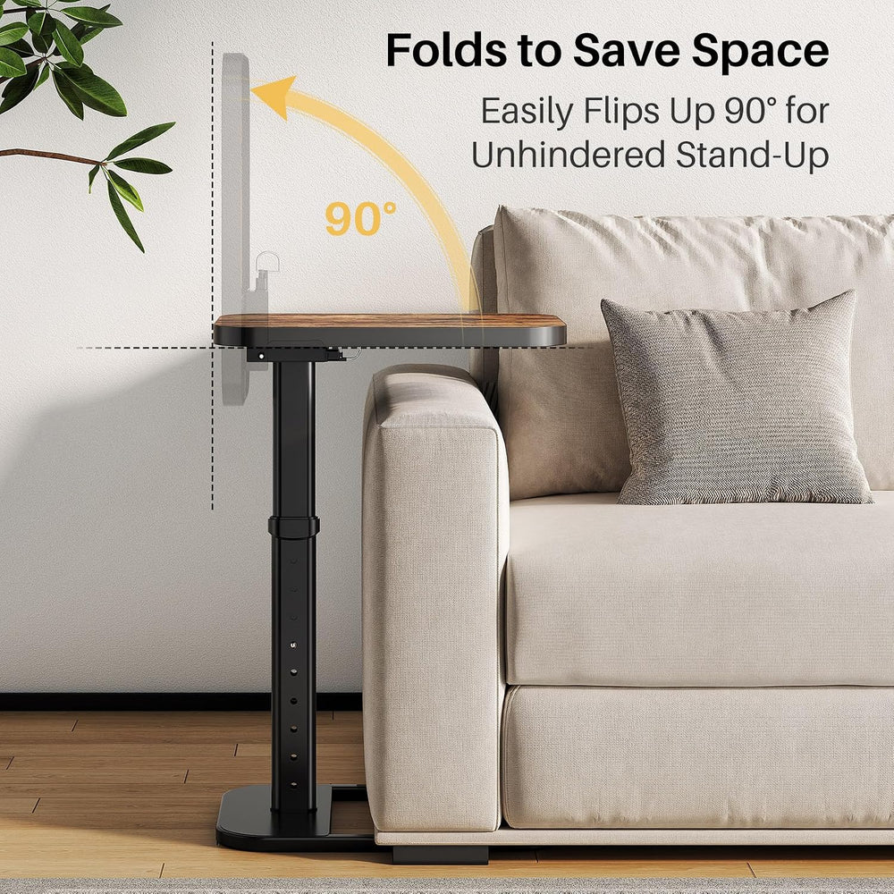 Adjustable Height TV Tray Table for Couch, Flip-Top Design