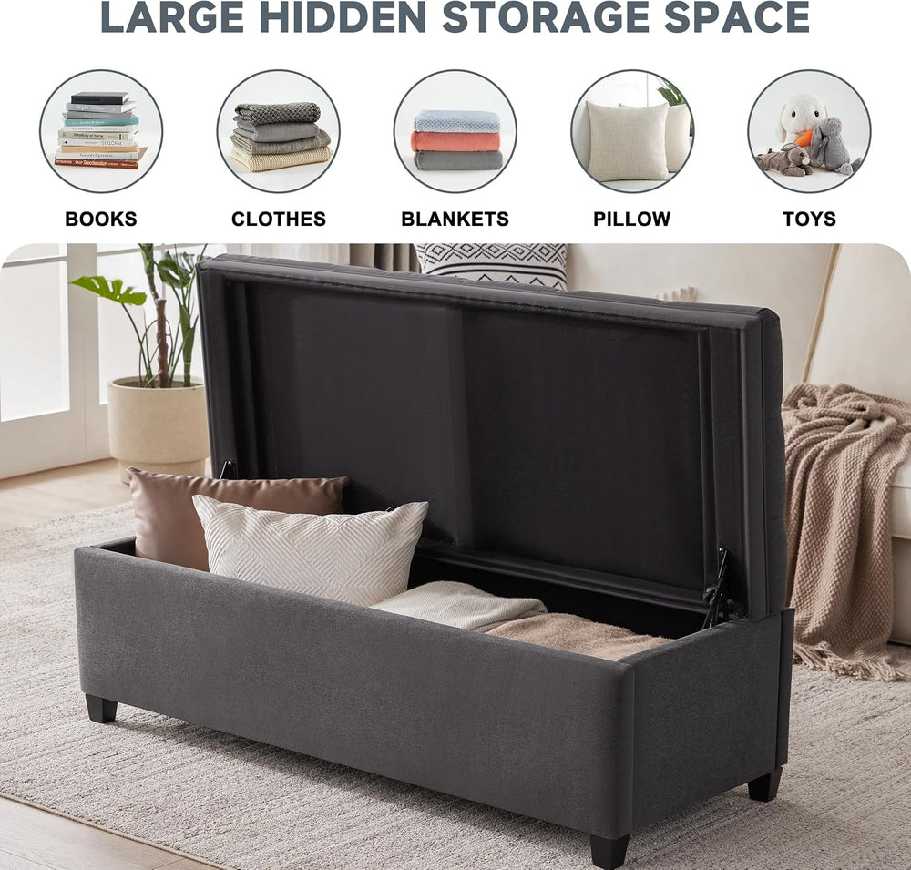 Mangodan 50 Inch Large Storage Ottoman, Tufted Ottoman with Storage