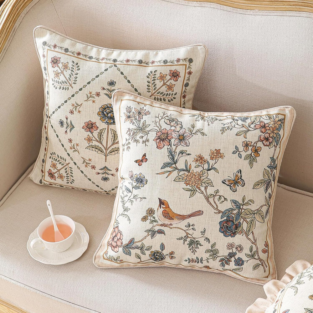 ISAENNE Designer Printed Square Throw Pillow Cover,Set of 2,18"x18"