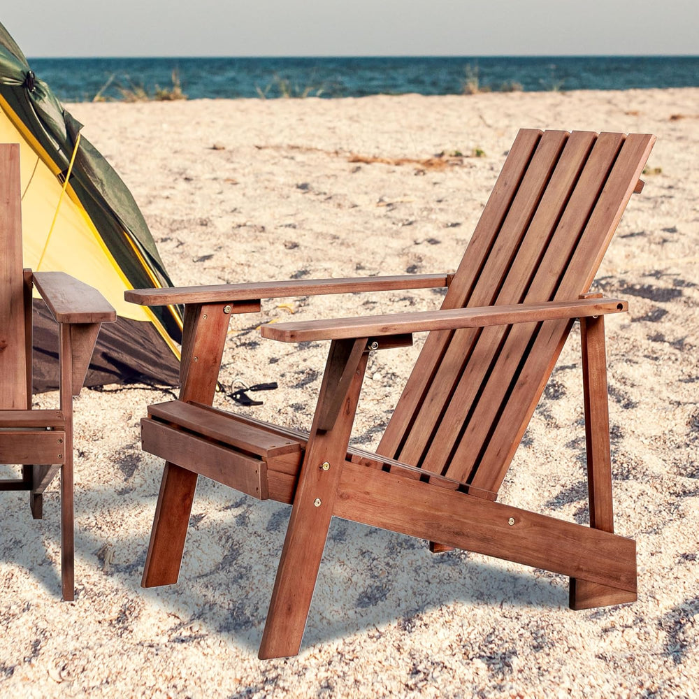 JONATHAN Y Irving 32" Solid Acacia Wood Adirondack Chair, Dark Brown