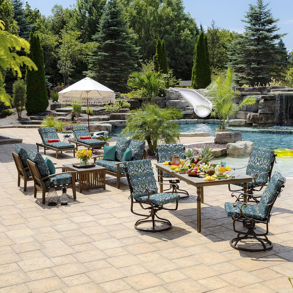 Arden Outdoor Deep Seat Cushion Set, 4-Pack, 22x24, Blue Damask