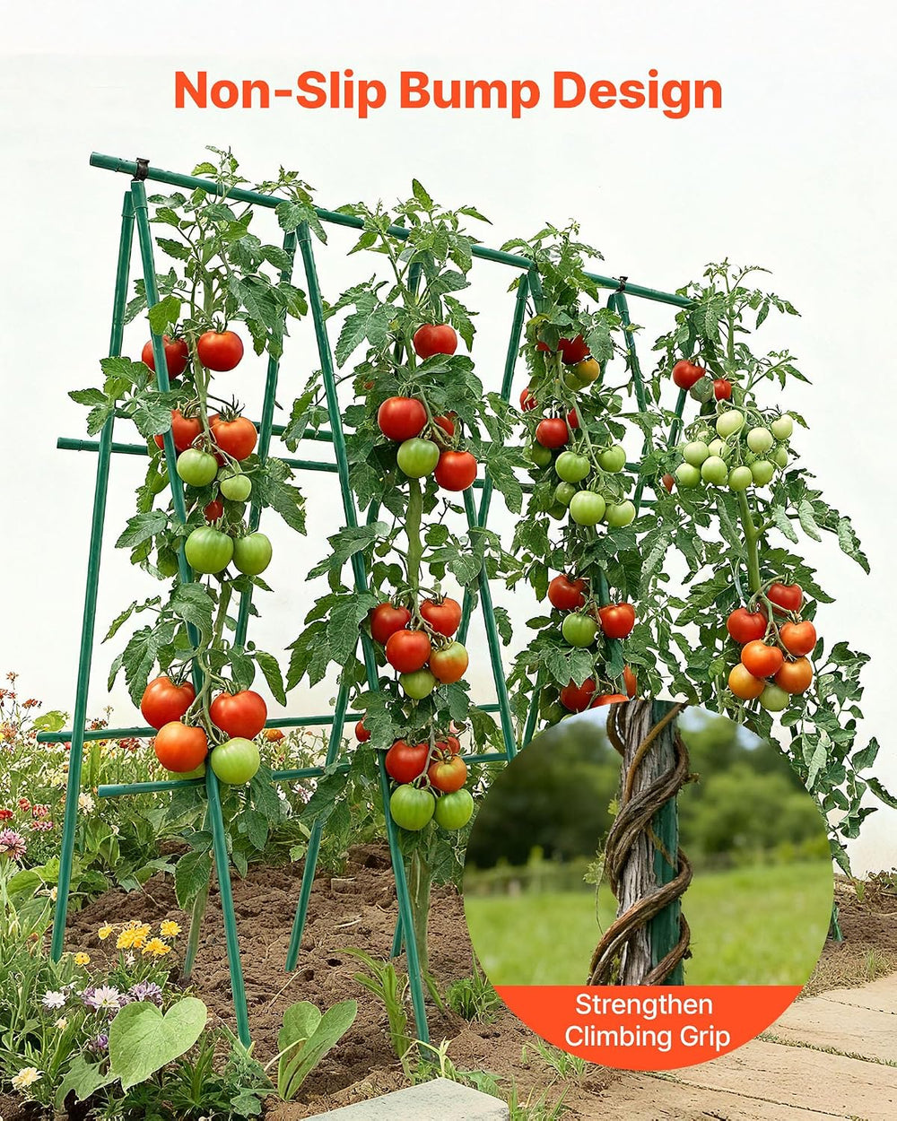 VEVOR Garden Stakes, 50 Pack, 46.06 inch, Plastic Coated Metal Tomato Stakes,...