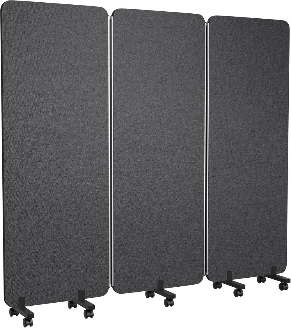 3 Panel Foldable Office Partitions, Mobile Cubicle Wall with Wheels
