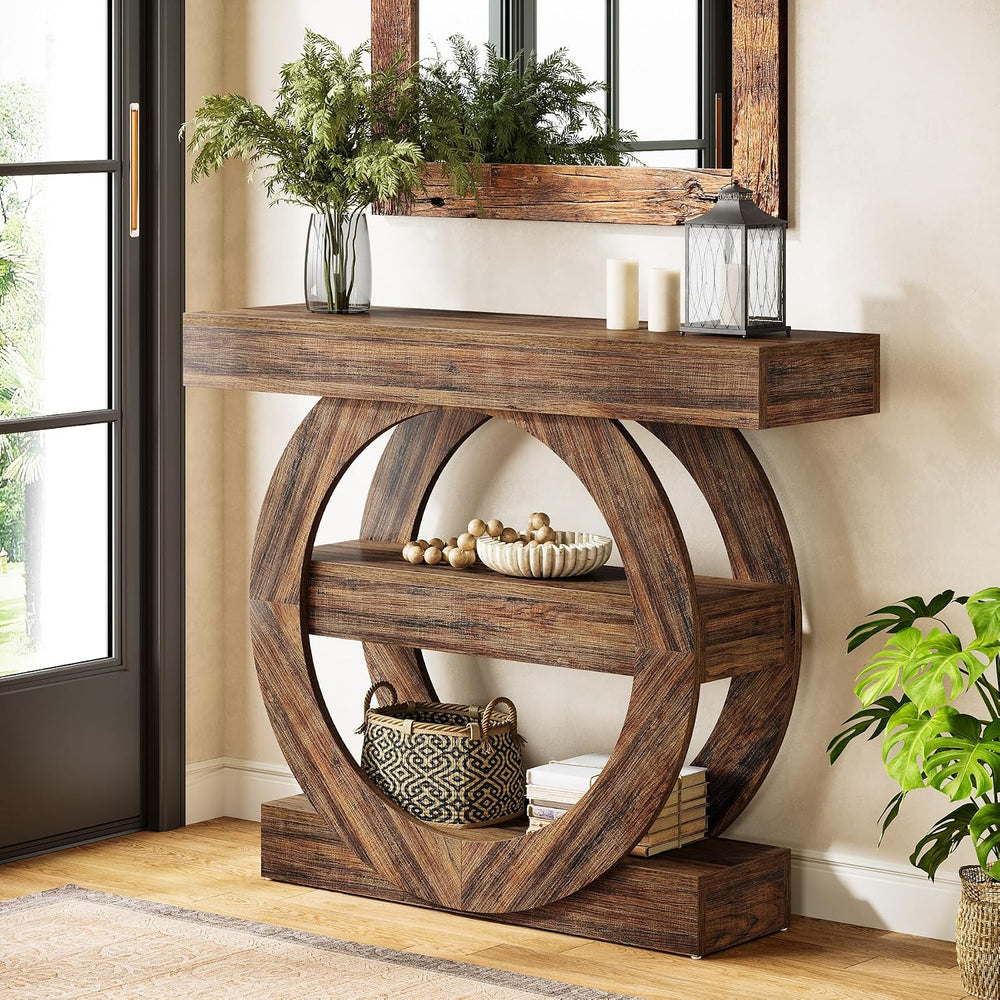 Tribesigns 41-Inch Entryway Table with Storage, 3-Tier Farmhouse Console Tabl...