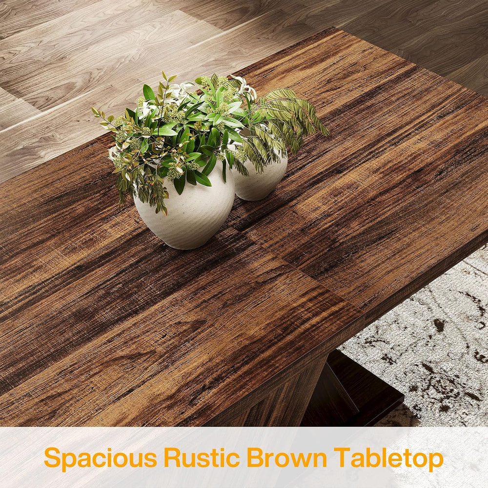 Tribesigns 55-Inch Farmhouse Dining Table for 4, Rectangle Rustic Brown Kitch...