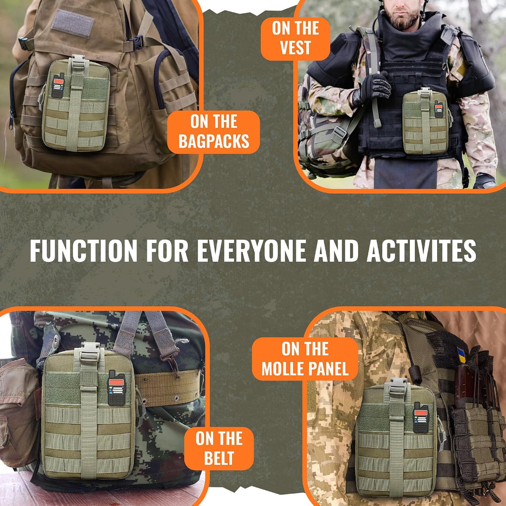 Ham Radio Go Bag in Green Color with Tear-Away Hook and Loop Back - Molle Com...