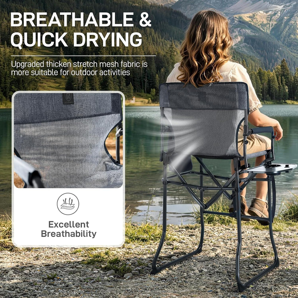 EVER ADVANCED Portable 30.7" Seat Height Tall Camping Directors Chair