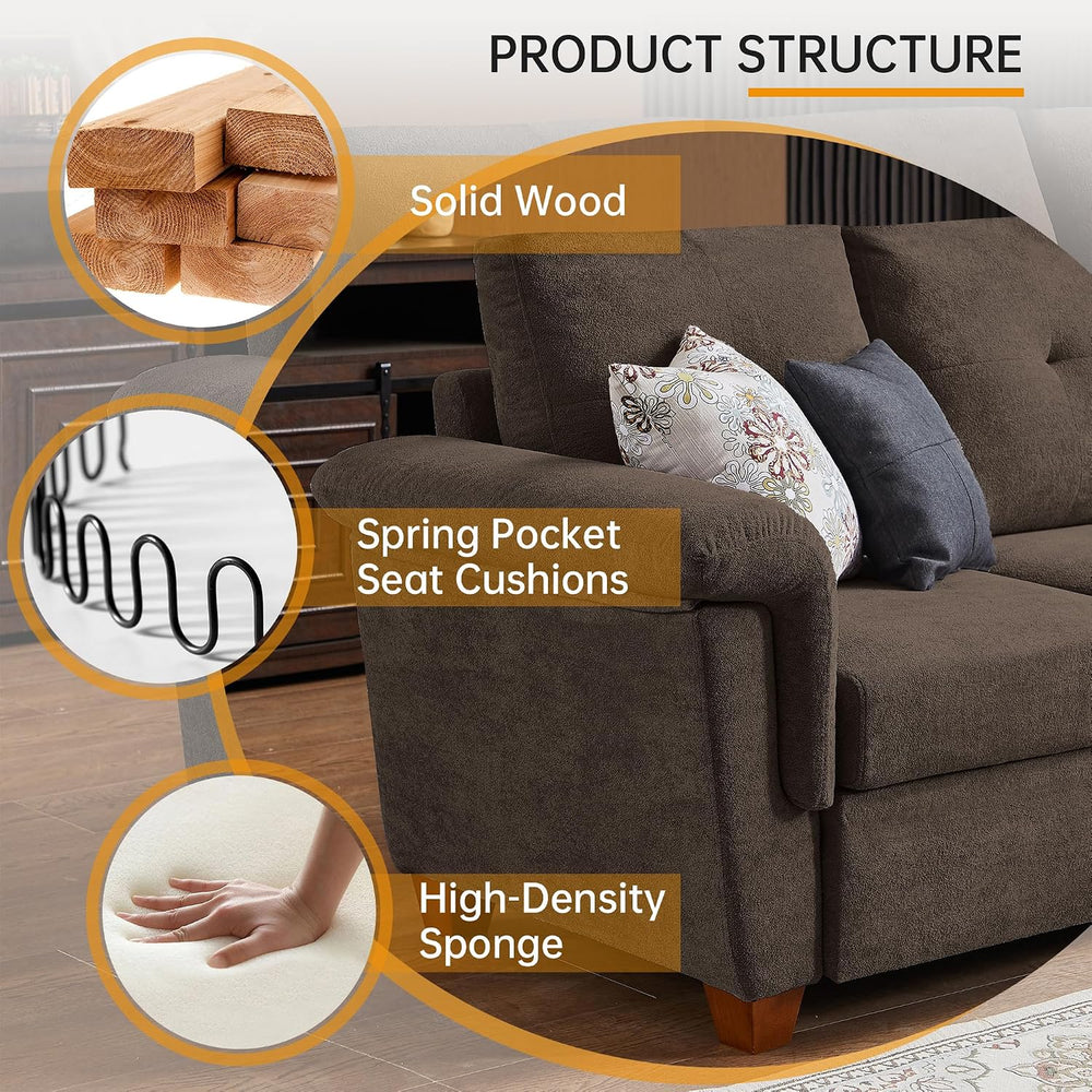 108'' L Shape Sectional Sofa, 4 Seat Fabric Couch for Living Room