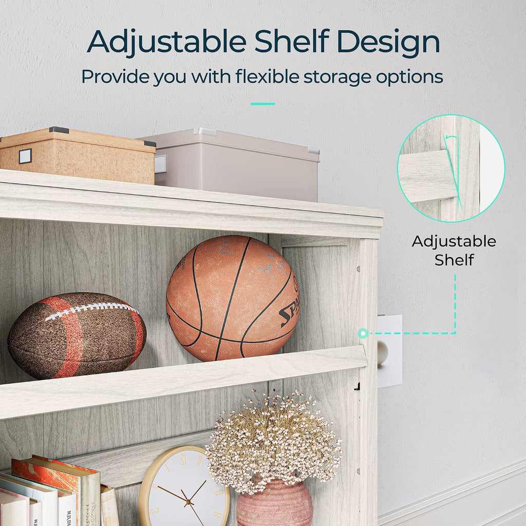linsy home 5-shelf bookcase, bookshelves floor standing storage showing dimensions