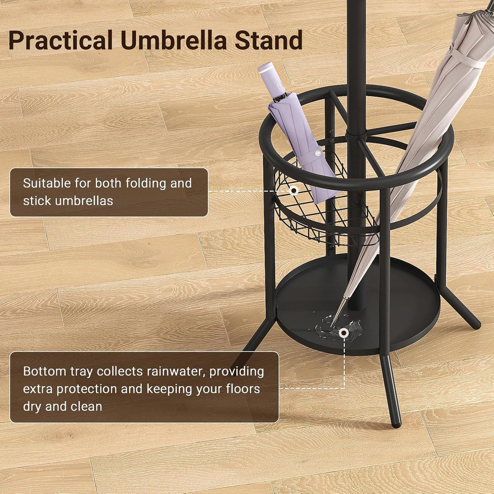 ELYKEN Coat Rack Freestanding, Metal Coat Rack with Umbrella Holder