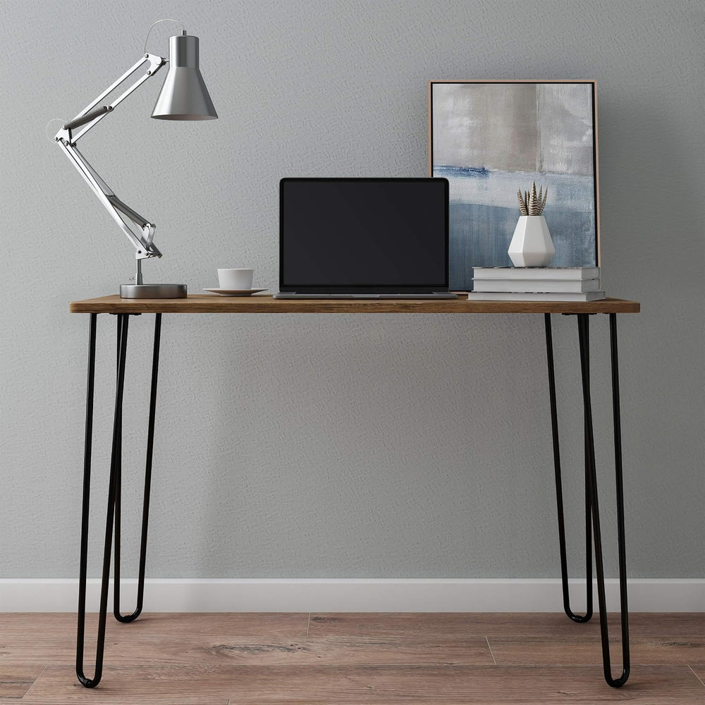Desk with Hairpin Legs - Modern Industrial Style Home Decor - Woodgrain-Look ...