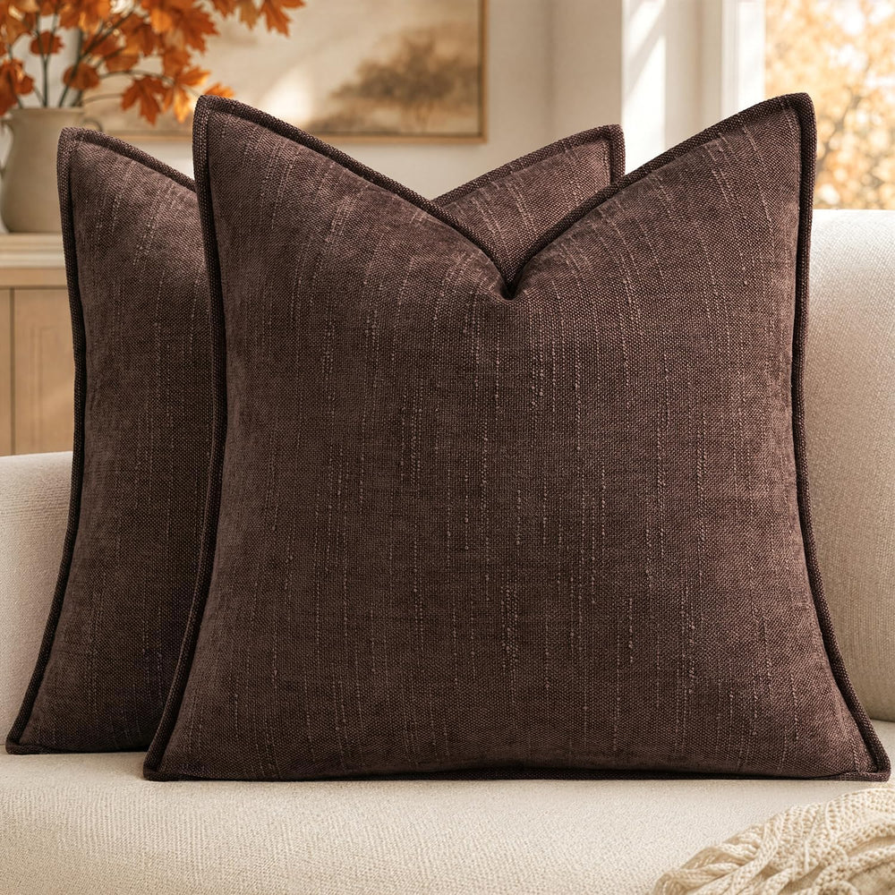 MIULEE Euro Fall Decorative Throw Pillow Covers 24x24 Brown Textured