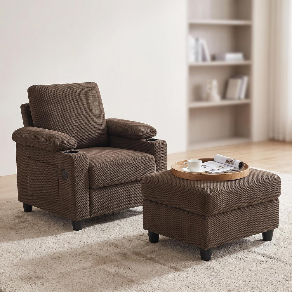Convertible Sleep Chair with Ottoman, 5 in 1 Single Sofa, Coffee