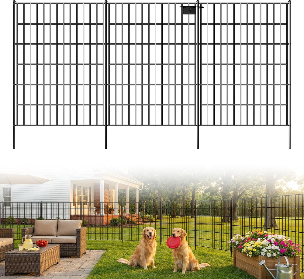 Toolterritary 15 Panels No Dig Decorative Garden Fence with Gate, 40in(H) x 3...