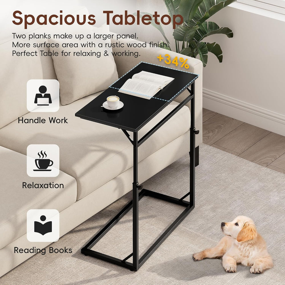 Vagusicc C Shaped End Table, 33"Tall Side Table for Couch, C-Table Sofa ...