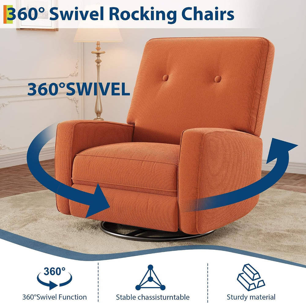 IDEALHOUSE 360° Recliner Chair with Adjustable Backrest & Footrest, Orange
