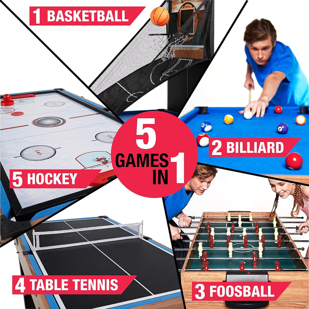 MD Sports 48 Inch 5-In-1 Combo Game Table, Multi