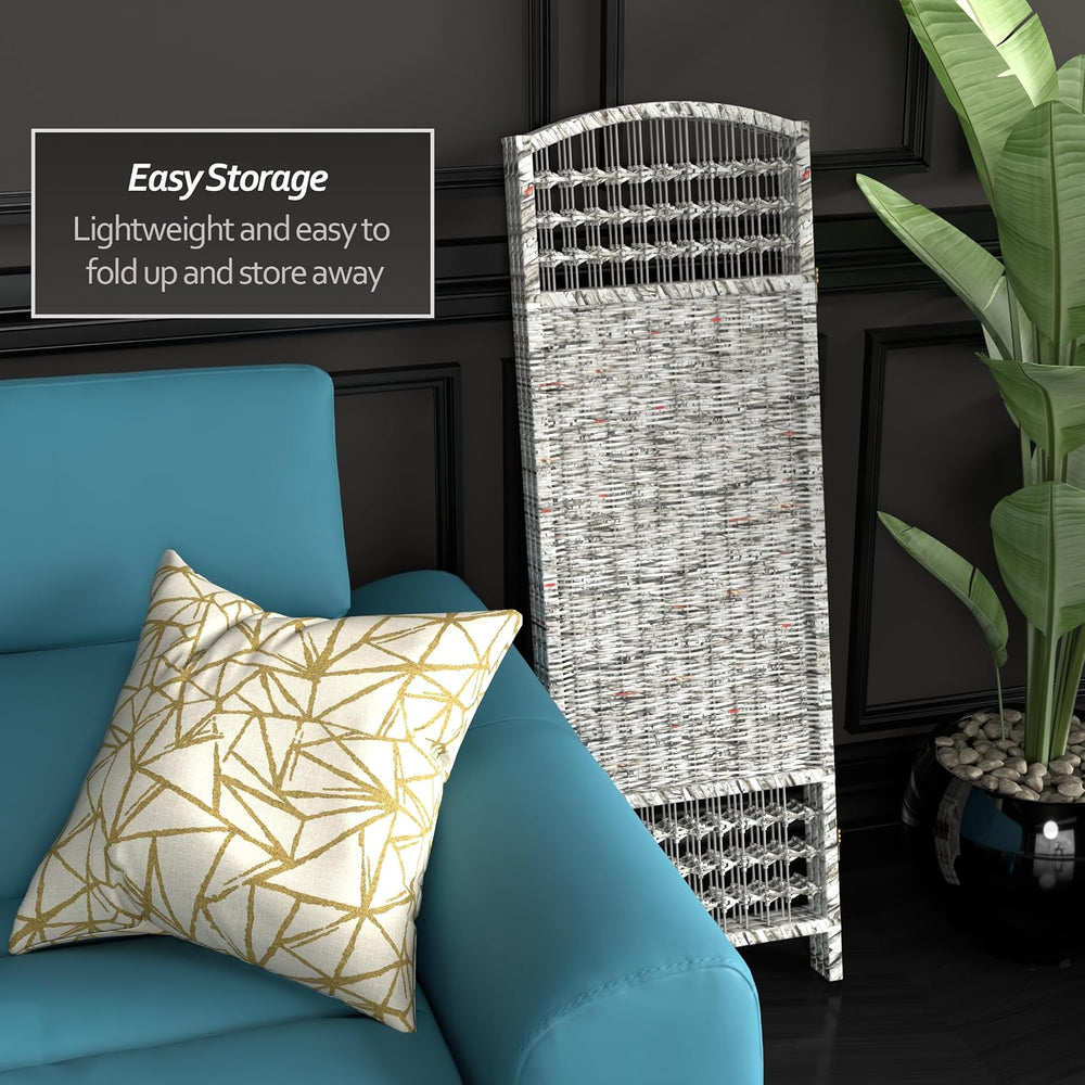 4 ft. Short Recycled Newspaper Folding Screen - 3 Panels