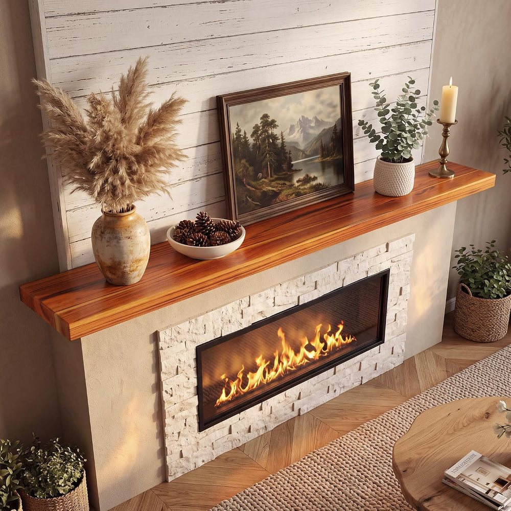 55" Solid Teak Floating Wall Shelf, Water Resistant & Sturdy Decor