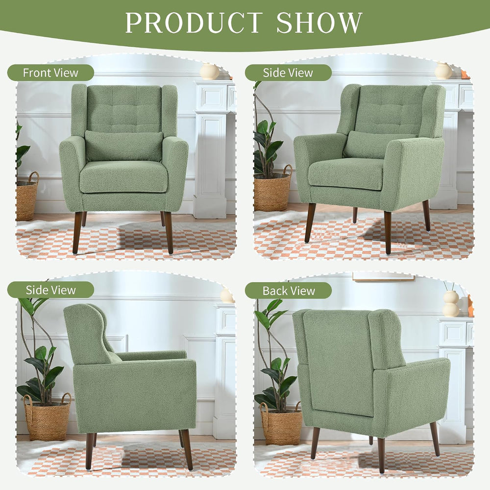 cinkehome Modern Accent Arm Chair Set of 2, Teddy Upholstered Armchair for Li...