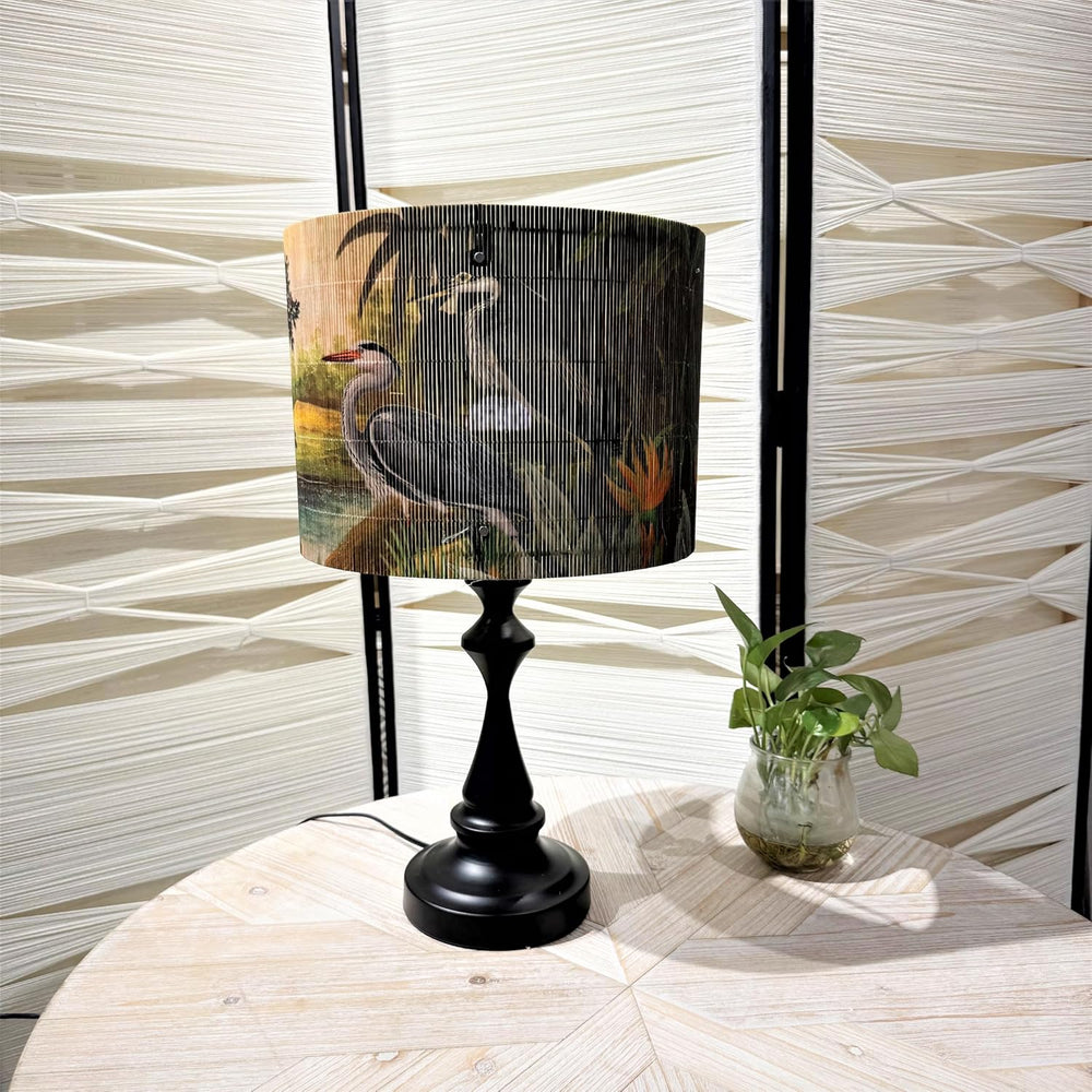 Rustic And Retro Bamboo Drum Lamp shade Tropical Colorful Animals Design