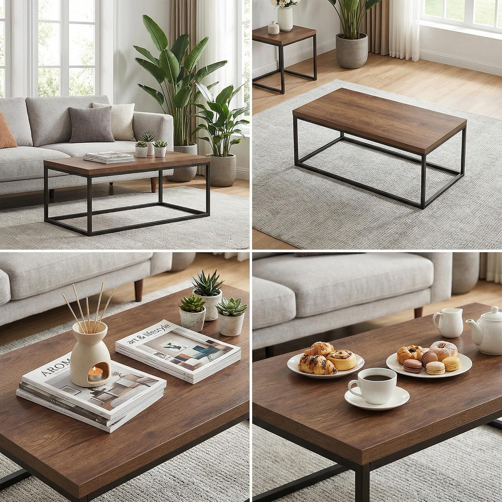 CENSI 40" Walnut Coffee Table, Extra Thick 1.2" Top