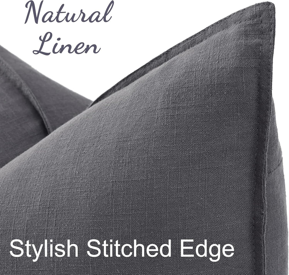 decorUhome Fall Dark Grey Linen Throw Pillow Covers 20x20 Set of 2
