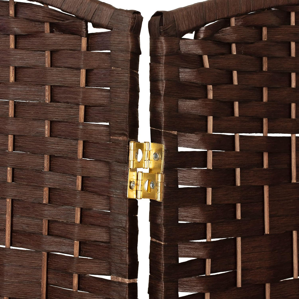 Red Lantern 3 ft. Short Diamond Weave Fiber Folding Screen - Dark Mocha - 4 P...