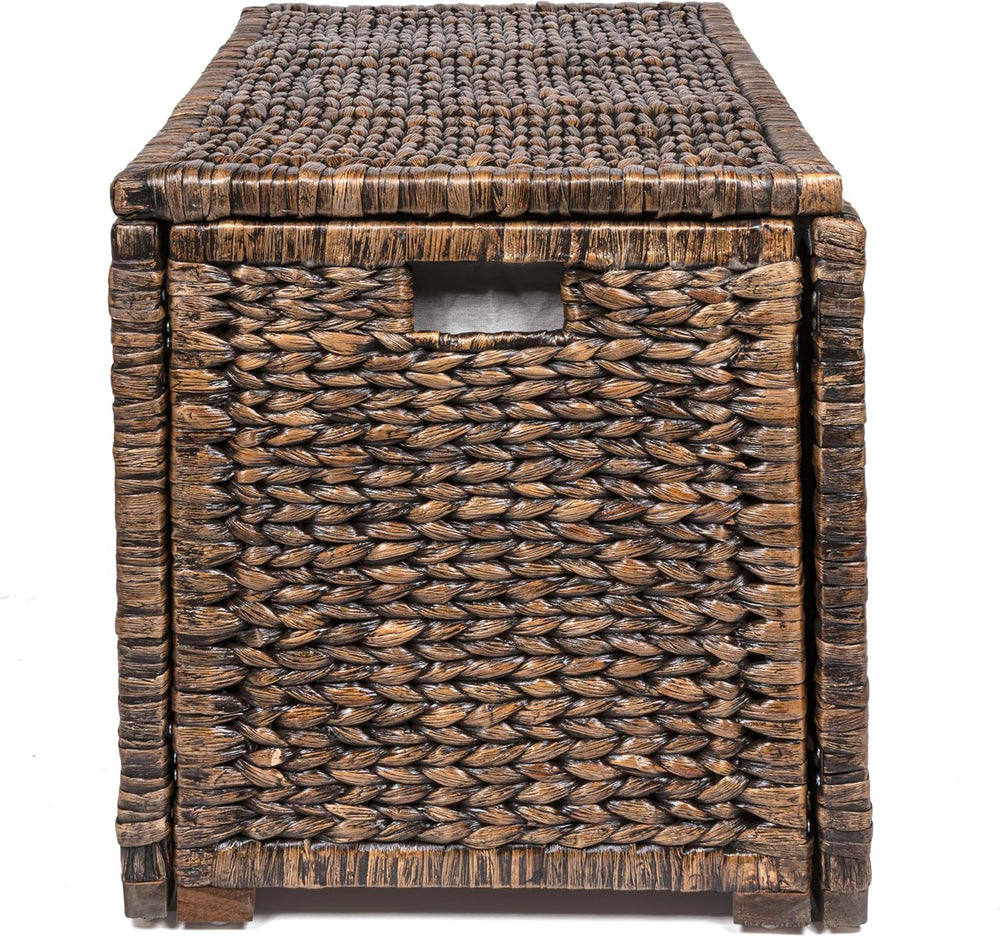 happimess Anada 30" Storage Trunk Wicker Weave Water Hyacinth, Brown Wash